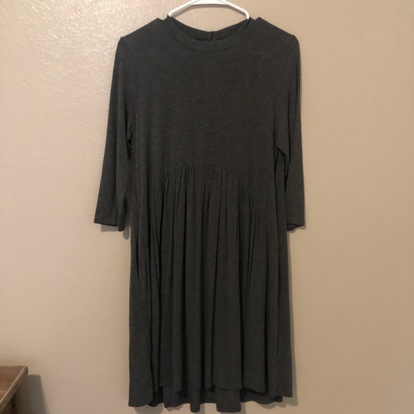 James C Dresses & Skirts - Cavender’s James C Grey Mock Collar Peplum Dress Never Worn